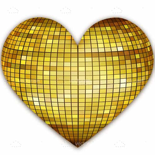 Golden Heart with Disco Ball Texture